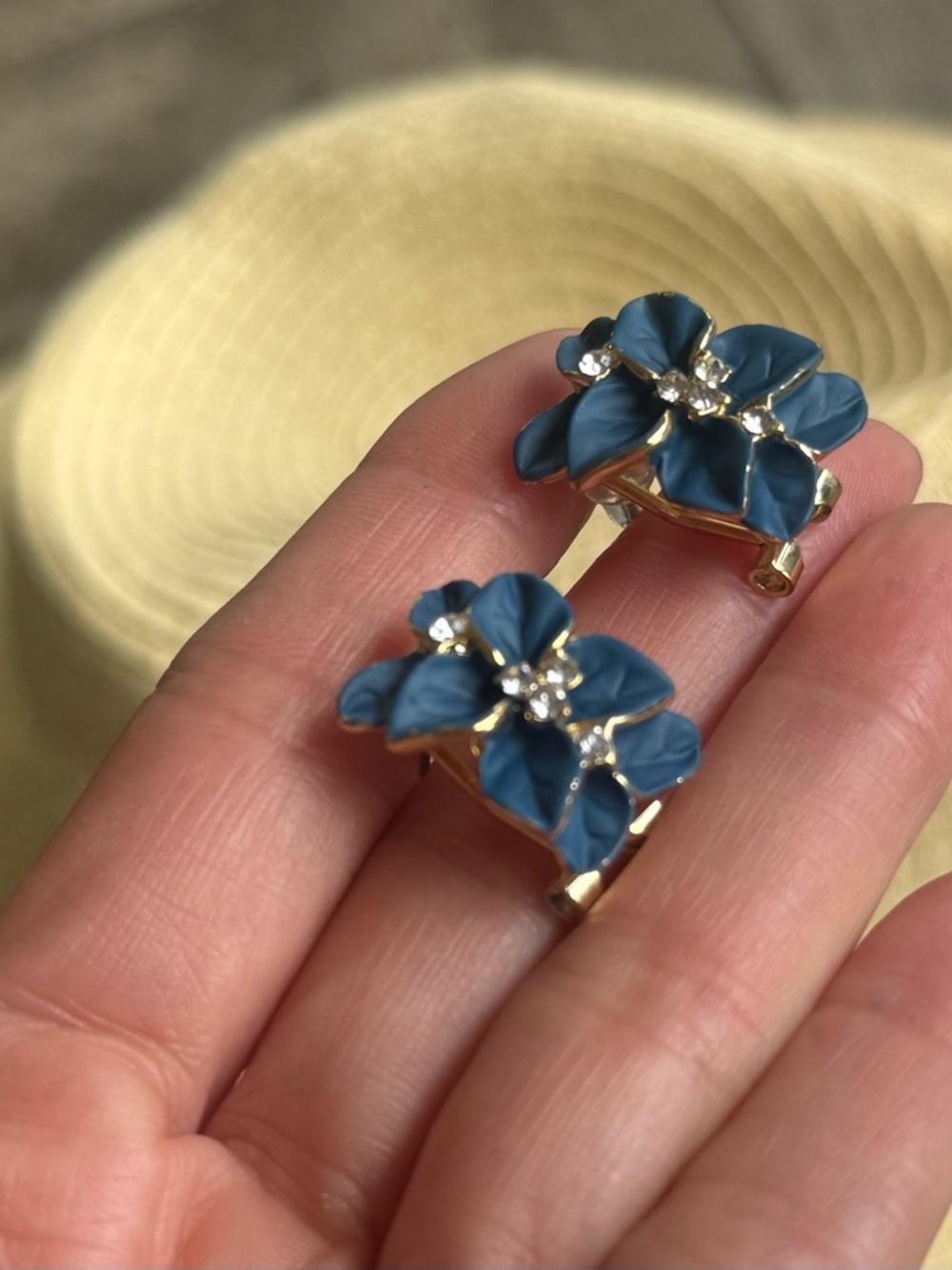 Blue Floral Petal Stud Earrings - Elegant Women’s Jewelry